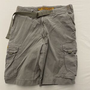 VTG Abercrombie & Fitch‎ 32 x 10" Gray Belted Paratroops Military Cargo Shorts